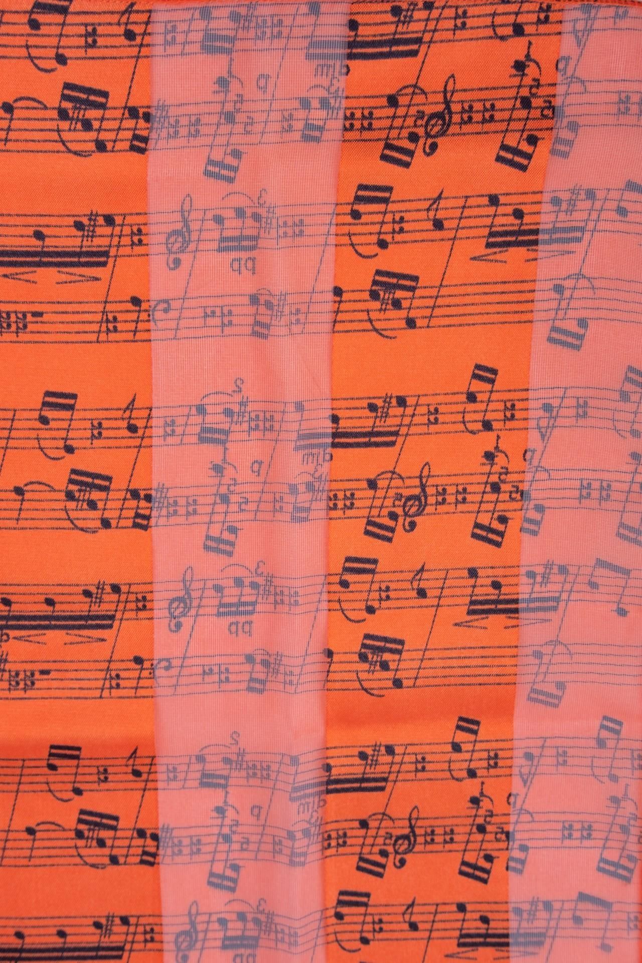 4250926741310 - Notenlinen-Schal mit Satinstreifen & orange mit schwarzen Noten 4250926741310 - Notenlinen-Schal mit Satinstreifen & orange mit schwarzen Noten