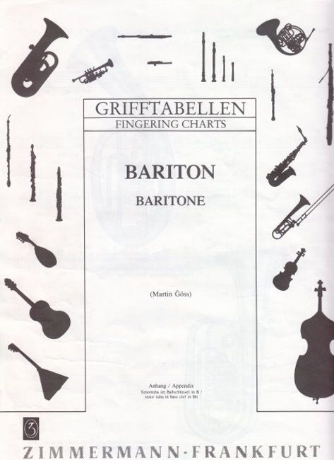 Noten Grifftabelle Bariton doppelte DIN A4 Seite Zimmermann 90116