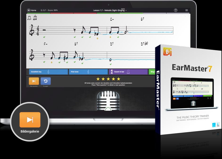 Earmaster 7 Software, Gehörbildung, Ear Master erkennt z.B Intervalle 