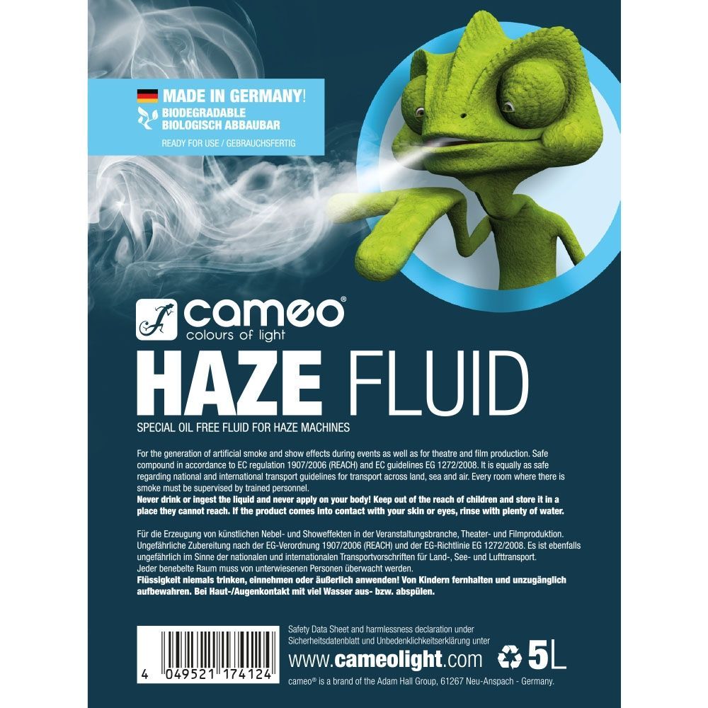 Cameo HAZE Fluid 5L  für feine Nebeldichte und lange Standzeit, ölfrei