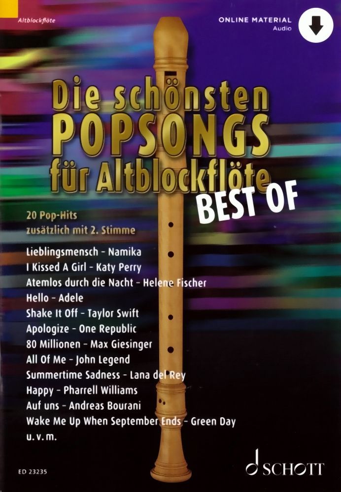 Noten Megastarke Popsongs Best of (+Online-Audio) Altblockflöte ED2323
