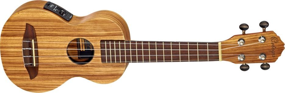 Ortega RFU10ZE Sopran- Ukulele mit Pickup  Zebrawoodkorpus  incl. Tasche