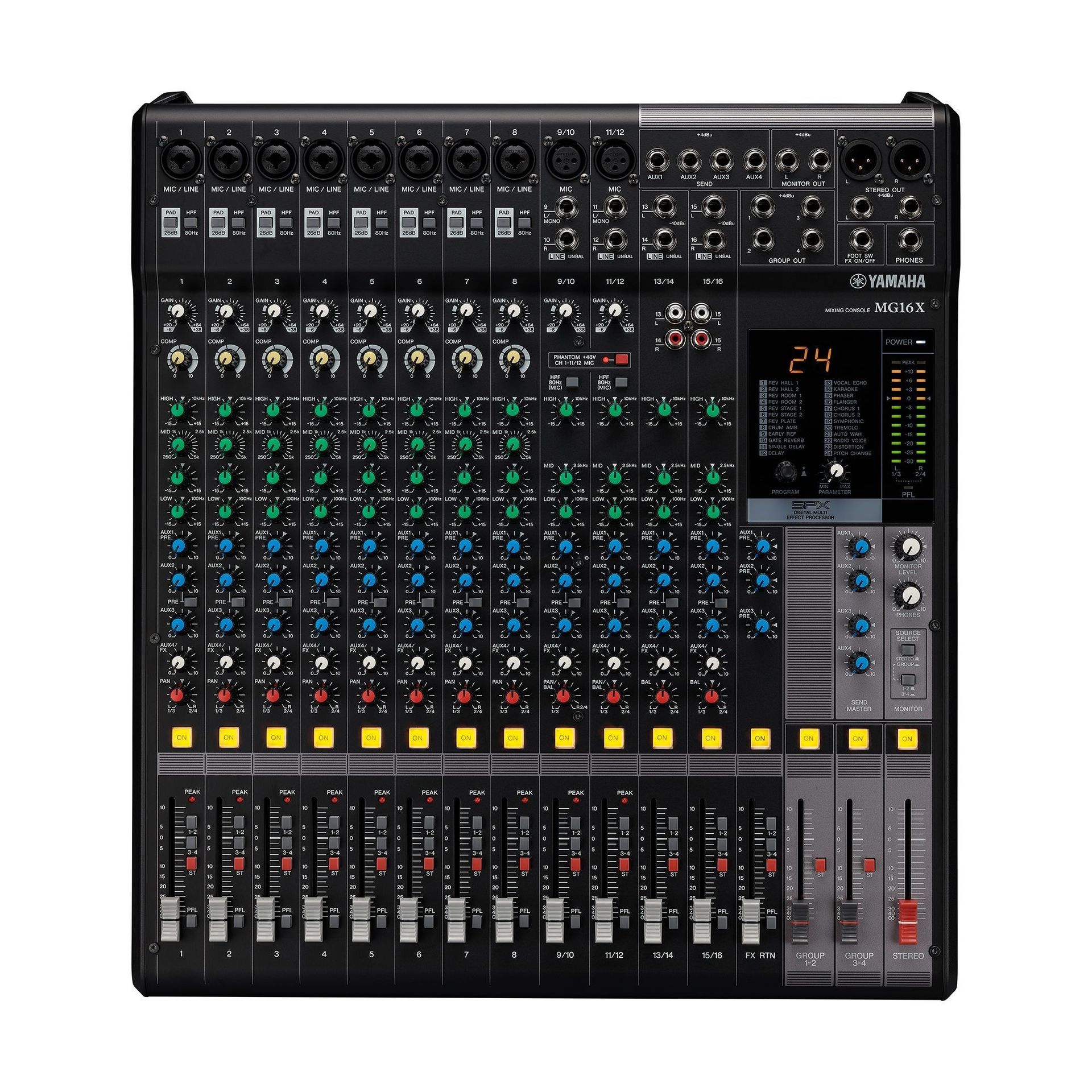 Yamaha MG16X Mixer, SPX Effekt, 10 Mikrofoneingänge, 4 Stereoeingänge