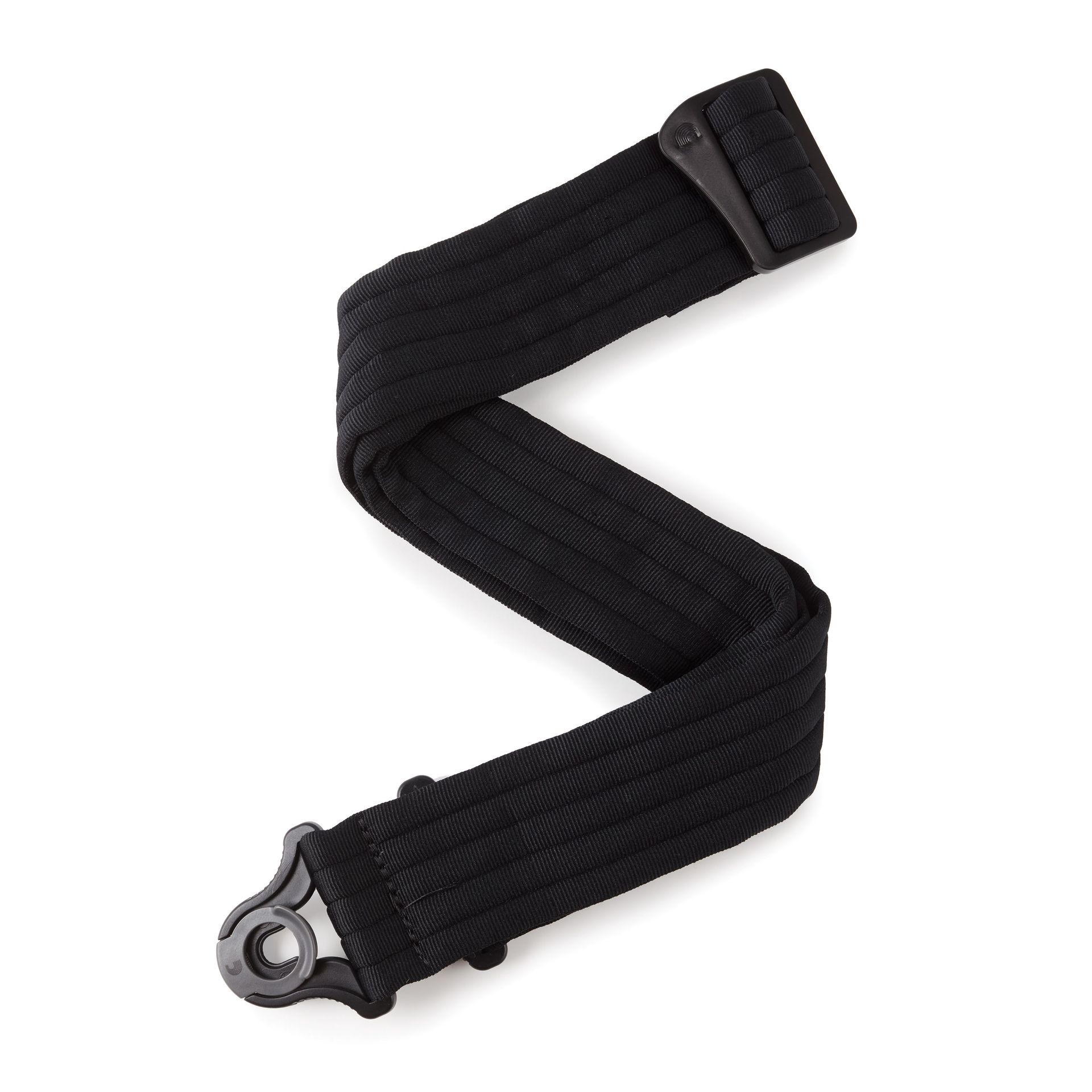 0019954286132 - DAddario Auto Lock Guitar Strap Black Padded Stripe 50BAL01