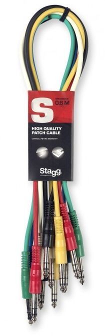 Patchkabel 0,60 m 6,3mm Stereo Klinkenstecker beidseitig, 6-Stück-Pack