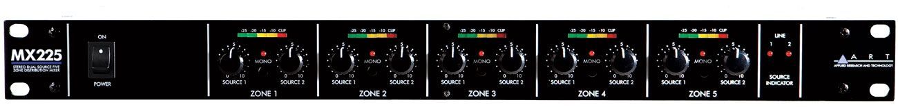 ART MX 225 19" 5 Zonen Mixer, Matrixmixer, 4x  XLR Line-IN + 10x  XLR Line-Out 