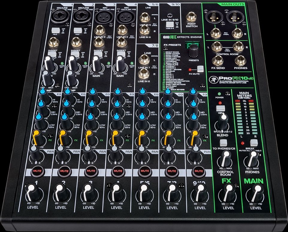 Mackie ProFX10v3 Mischpult 10-Kanal Mixer inkl. Effektgerät, USB-Anschluss