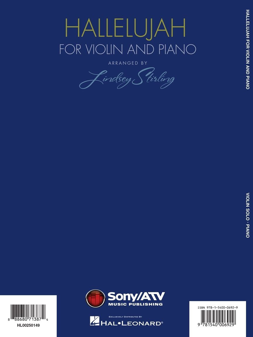 Noten Lindsey Stirling Halleluja von Leonard Cohen HL 250149 Violine Geige