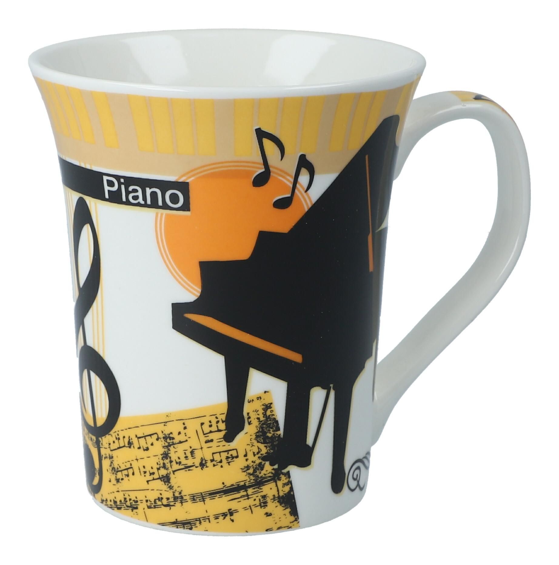 4250926769789 - Notentasse Tasse Becher Piano & Flügel und Servietten Musique SET
