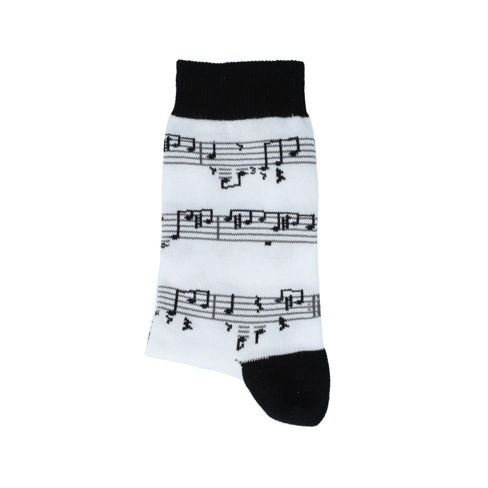 Socken, weiß mit Notendruck, WH, 35/38 Geschenke für Musiker_00009946_