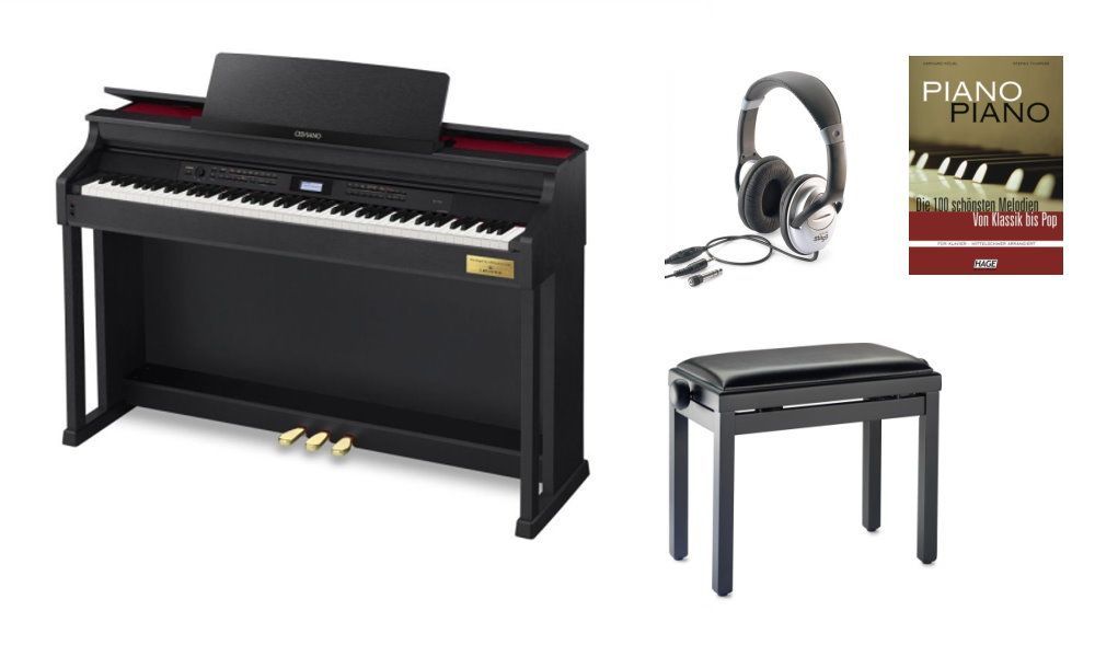 Casio AP-710-BK Set Digitalpiano schwarz + Klavierbank u.weiterem Zubehör