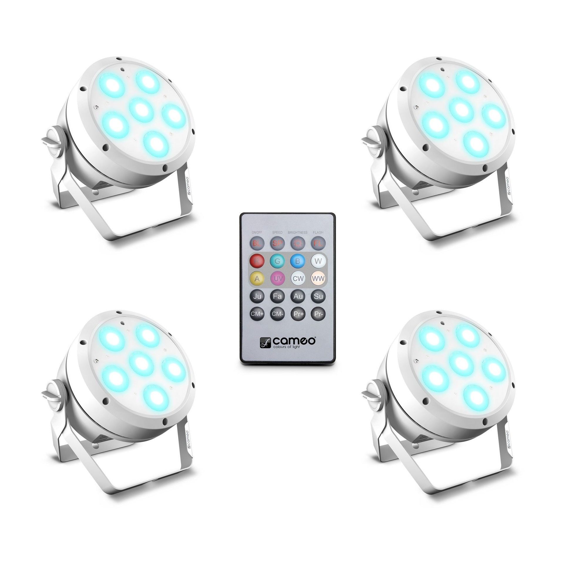 Cameo ROOT PAR 6 WH SET 1 bestehend aus 4 x CLROOTPAR6 inkl IR-Fernbedienung