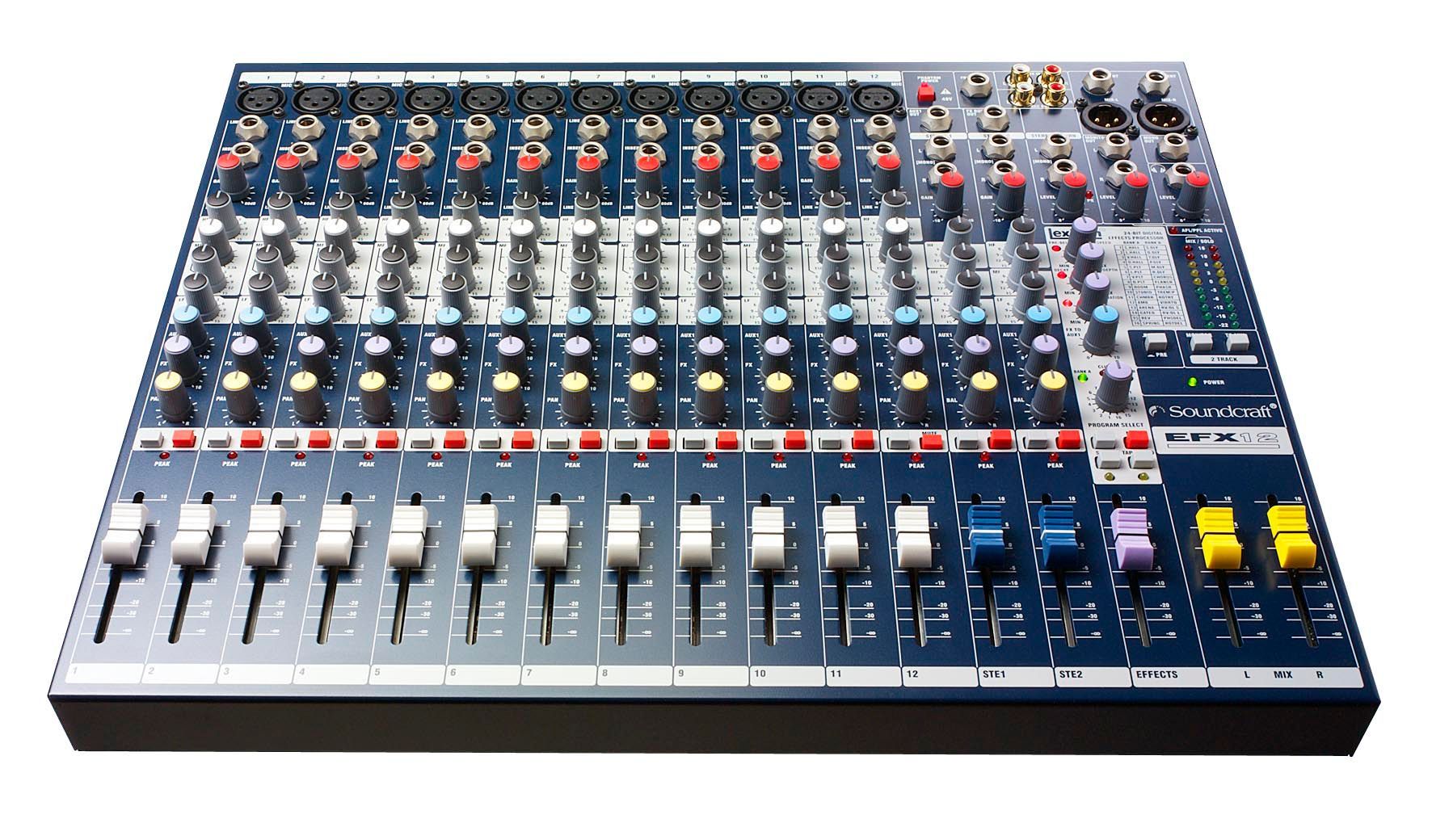 Soundcraft EFX 12 19" Mixer, inkl. Rackwinkel,12 Mikrofoneingänge, Lexiconeffekt