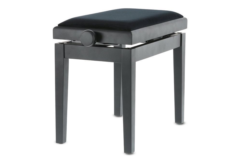 Markstein Klavierbank DELUXE schwarz matt, Sitzbezug schwarz, verstellbar _00040490_