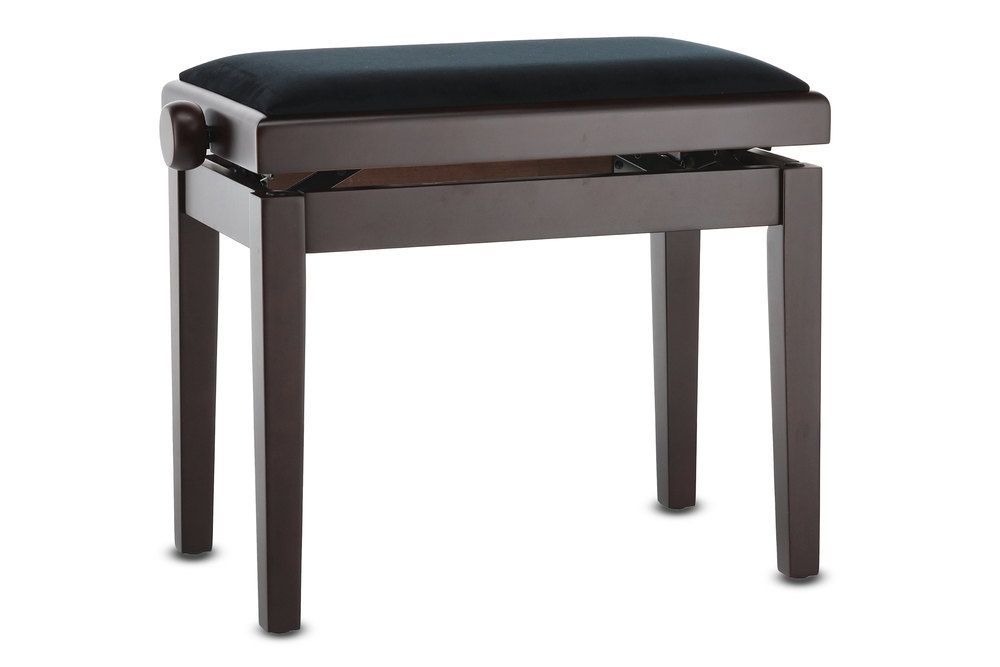 Klavierbank DELUXE Rosenholz matt, Sitzbezug schwarz, verstellbar _00040489_