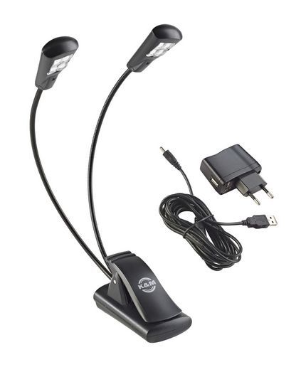 K&M 12245 Notenpultleuchte  Double 4 LED Flex, inkl. Netzadapter und Batterien _00035919_