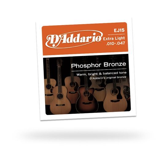 D'Addario EJ15 Phosphorbronze-Saiten für Akustikgitarren, Extra Light, 10-47