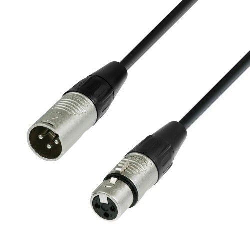 DMX-Kabel  XLR male/female, 3 pol. 0,5m Meter, für Lichtsteuerung, schwarz