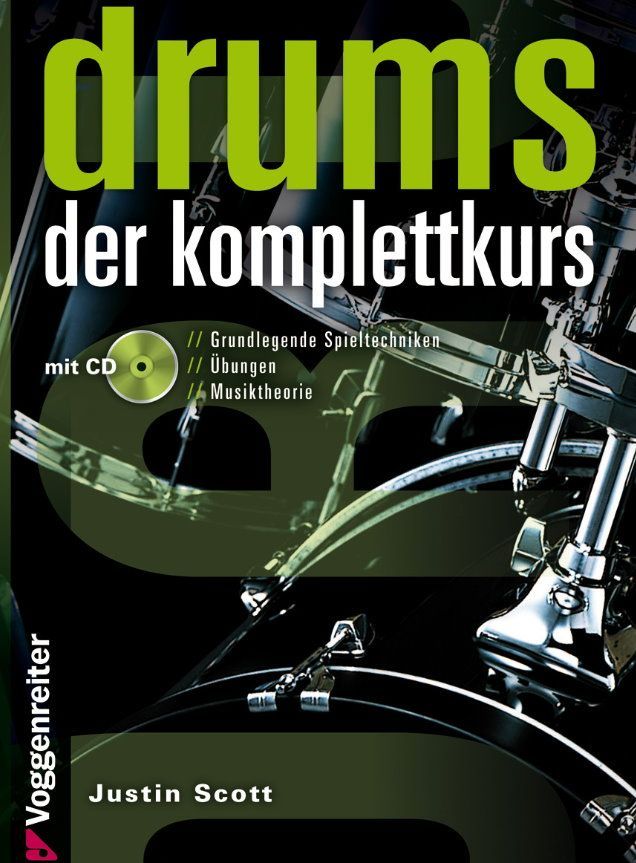 Noten drums der komplettkurs incl. CD Ringbuch Justin Scott Voggenreiter 817