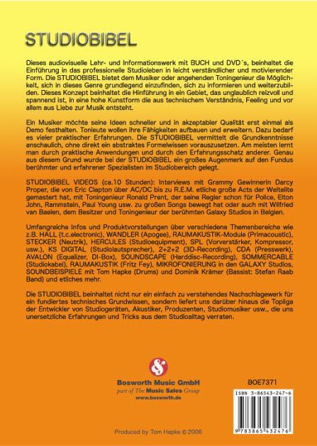 Buch Die Studiobibel incl.DVDs Bosworth BoE 7371Tom Hapke