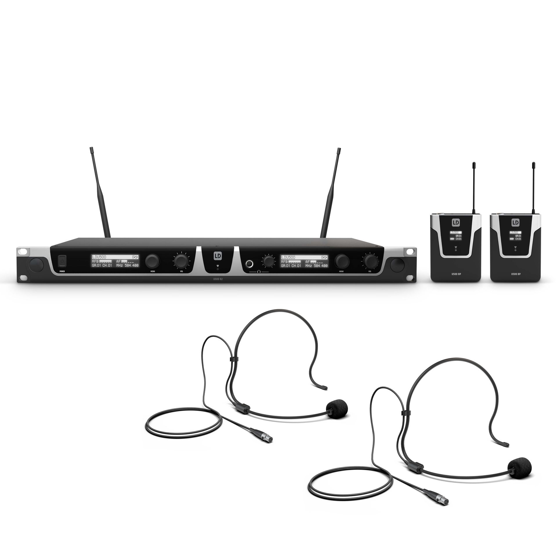 LD Systems U508 BPH 2 Duales UHF Wireless System mit 2x Headset und Bodypack