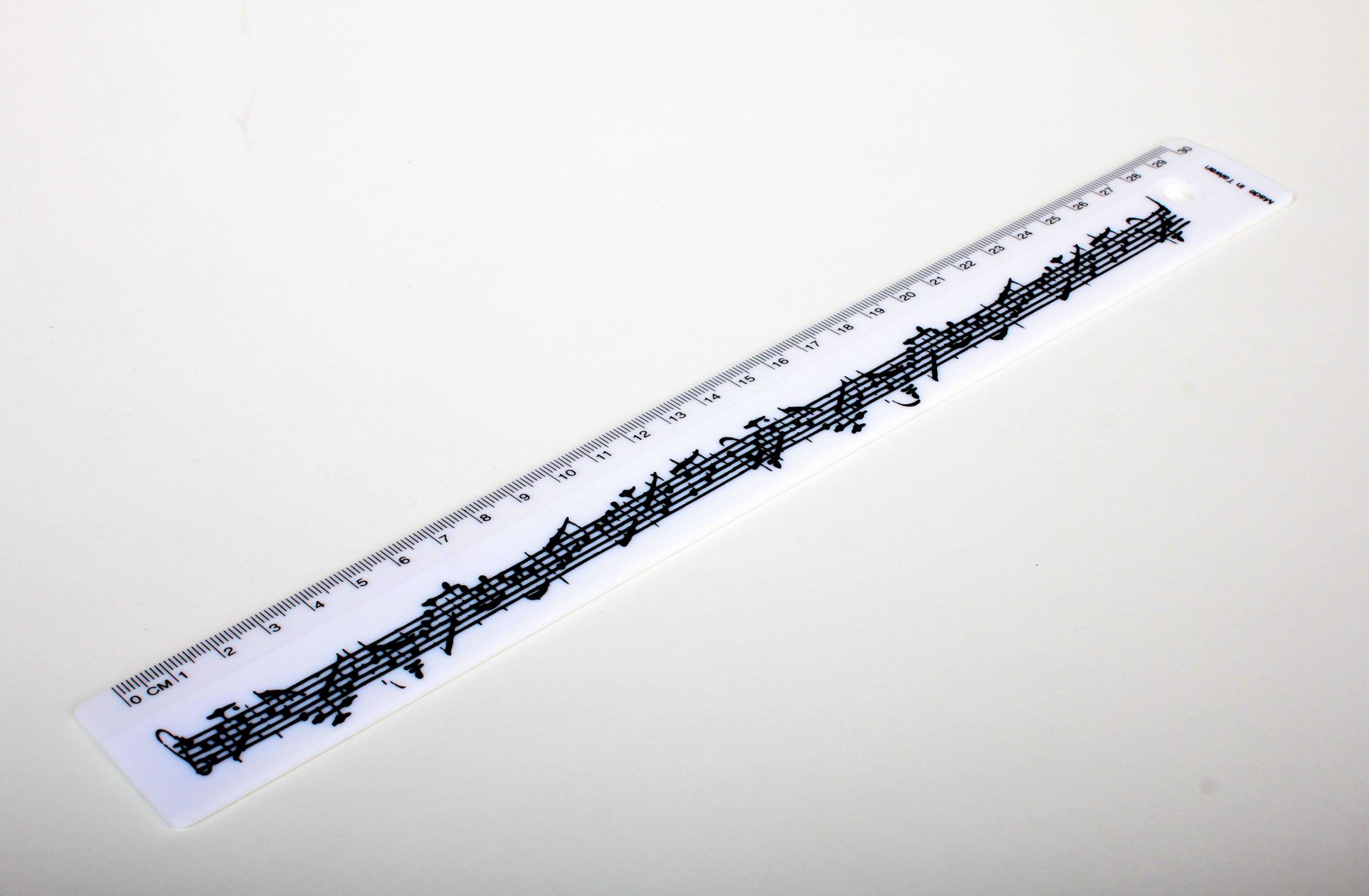 Lineal 30 cm, Notenmotiv , Acryl, weiß