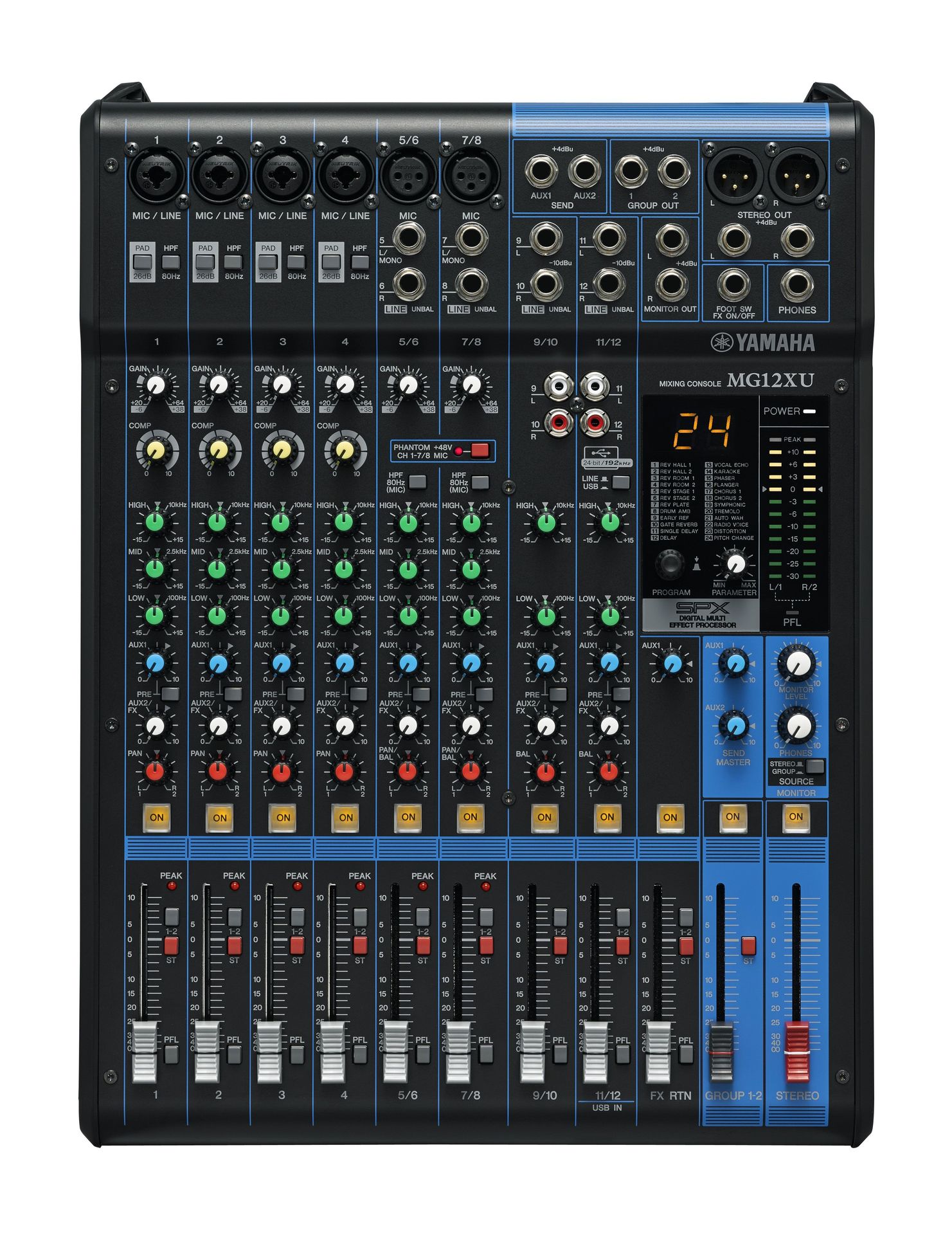 Yamaha MG12 XU Mixer, SPX Effekt, USB, 6 Mikrofoneingänge, 4 Stereoeingänge