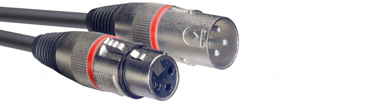 Mikrofonkabel  XLR male/female, 3 Meter, schwarz/rot_00025538_