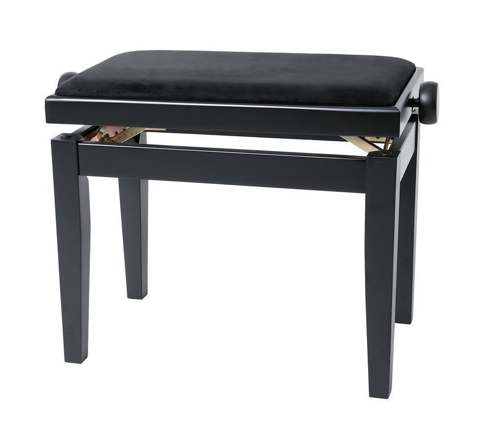 Markstein Klavierbank DELUXE schwarz matt, Sitzbezug schwarz, verstellbar 
