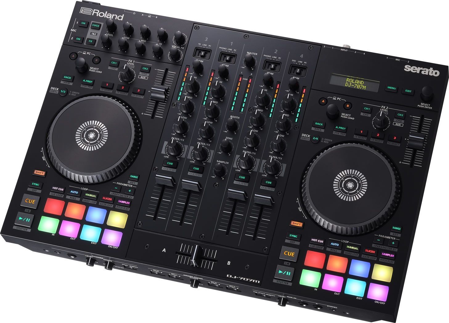 Roland DJ-707M  4-Kanal DJ Controller für Serato DJ Pro mit vier Decks