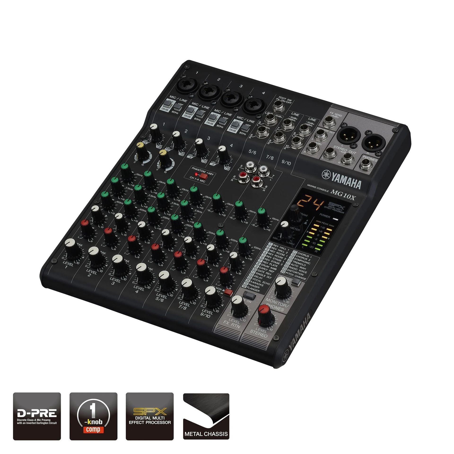 Yamaha MG10X Mixer, SPX Effekt, 4 Combi Mikrofon/Line Eingänge + 3 Stereo_00051295_