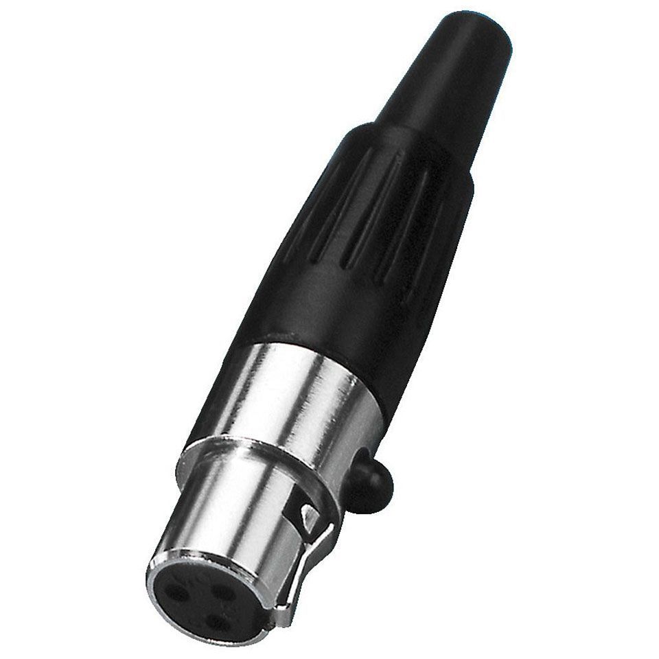 Mini-XLR Stecker, female 3-polig, nickel, passt für viele Funkmikrofone z.B. AKG
