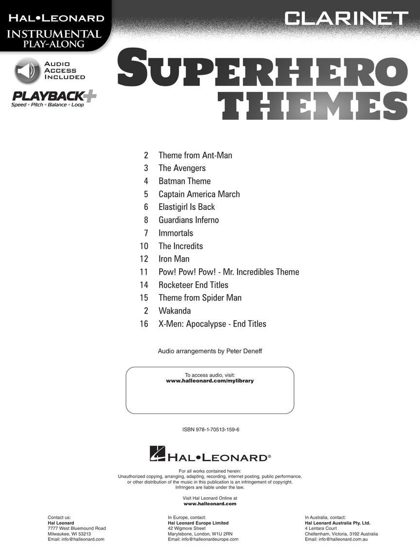 Noten Superhero Themes Instrumental Play-Along für Klarinette HL 363196