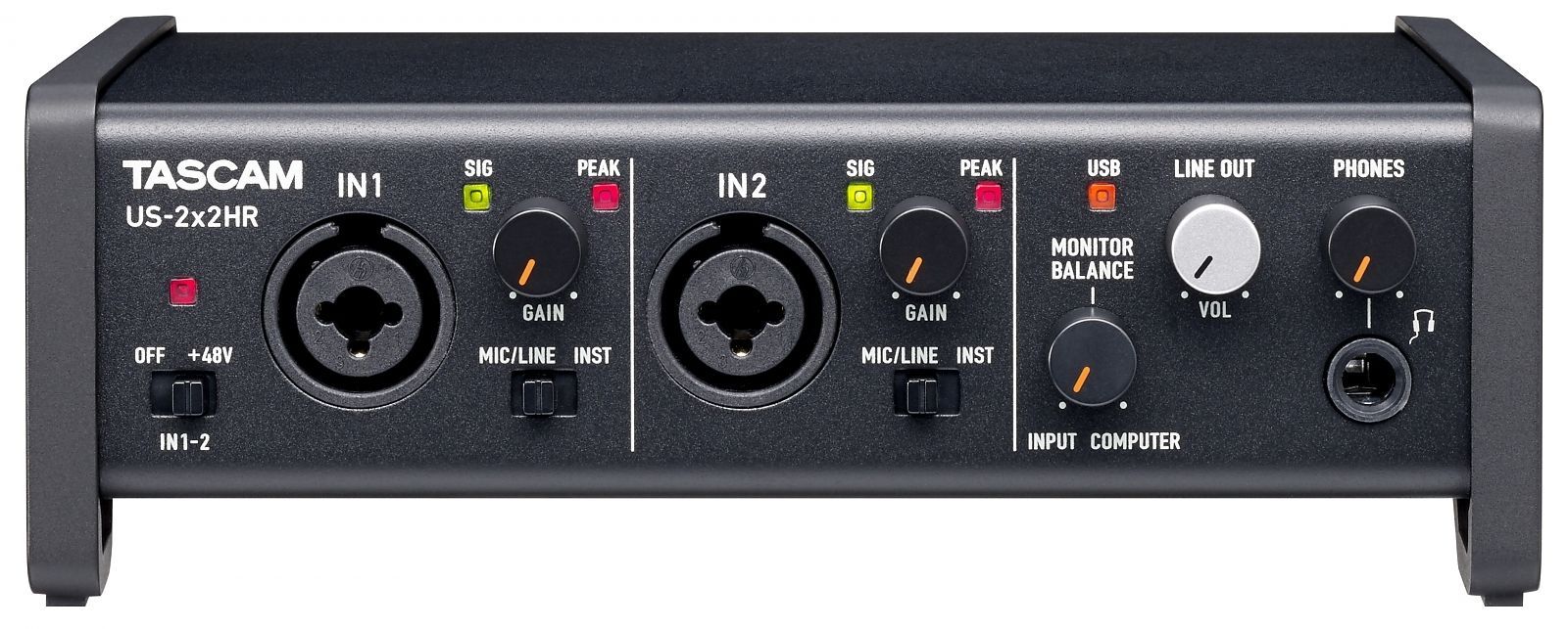 Tascam US-2x2HR USB Audio Interface 2-Kanal mit 2 Mikrofon-/Line-Eingängen