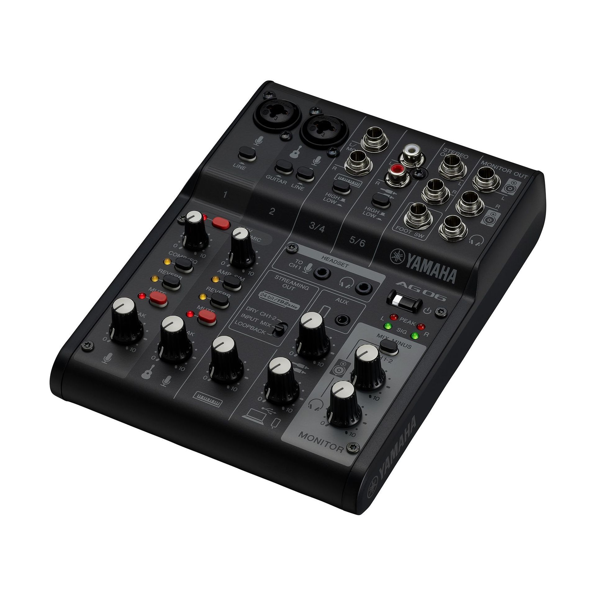 Yamaha AG06 MK2 BK Mixer mit internem USB 2.0 Audiointerface Farbe: schwarz