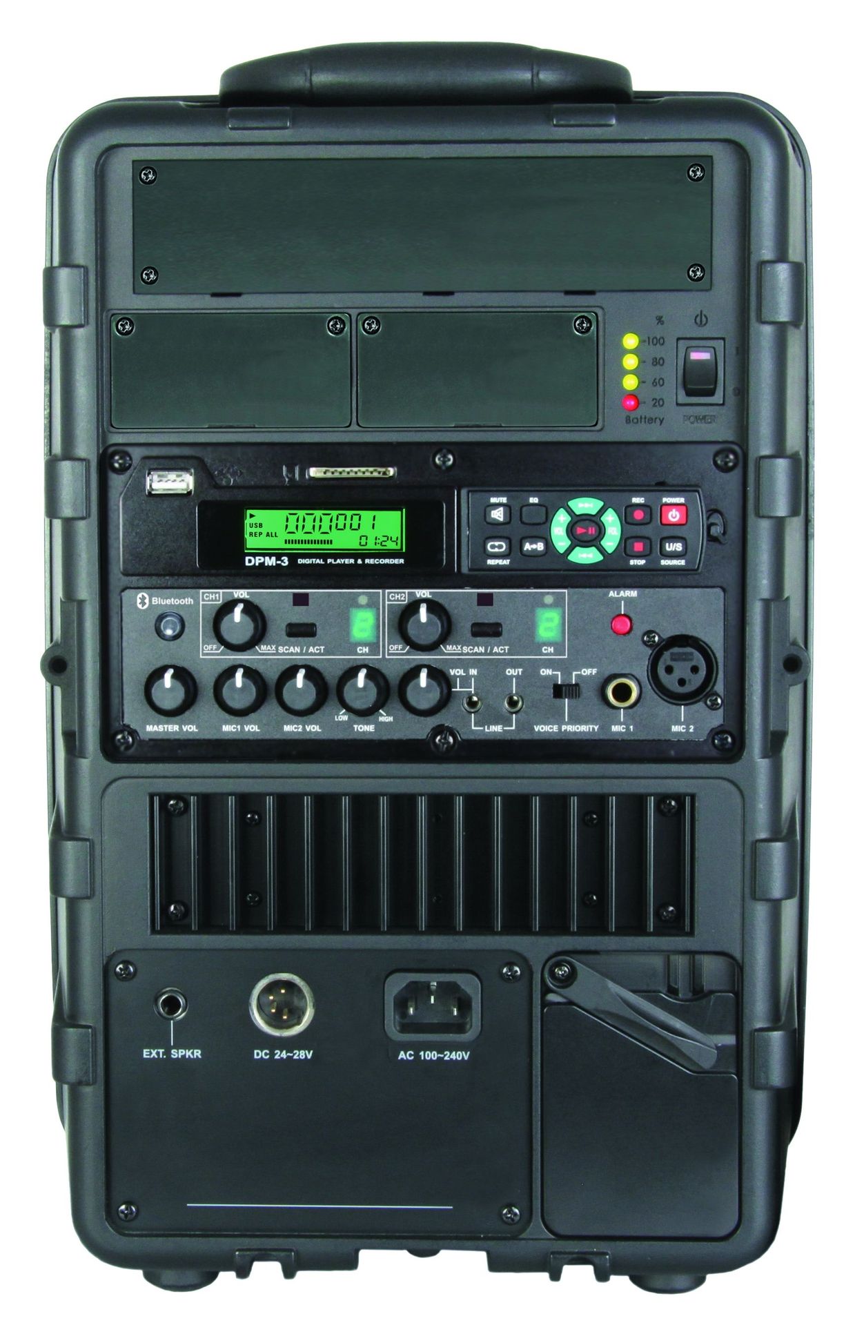 Mipro MA-505R2DPM3 Mobile Akkubox mit 2-Kanal Funkempfänger und USB-Mediaplayer