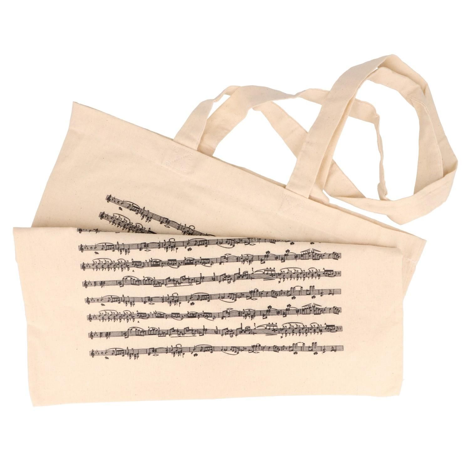 Tragtasche natur Henkeltasche lange Henkel mit Notenlinien Notenmotiv 34 x 40 cm