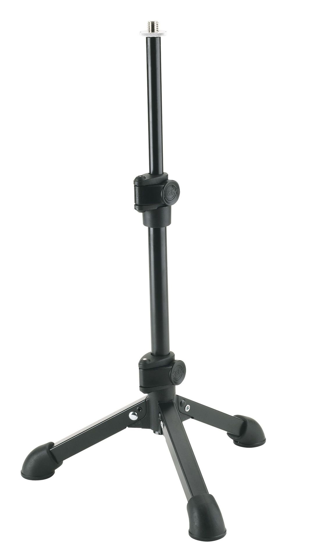 K&M 23150 3/8" Gewinde Tischstativ mit 3-Fuß, halbhoch, gerade, schwarz_00010190_