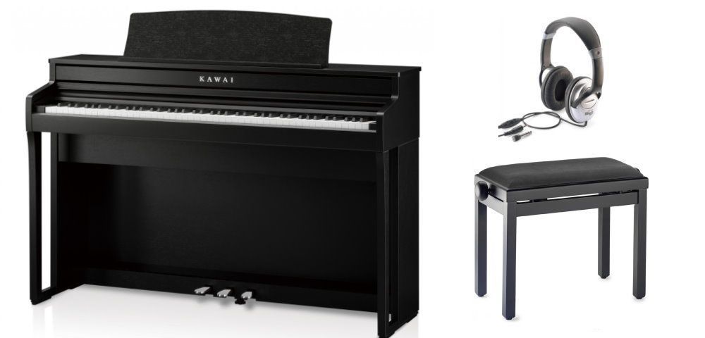 KAWAI CA-49B Digitalpiano Set schwarz matt, mit Klavierbank u. Kopfhörer