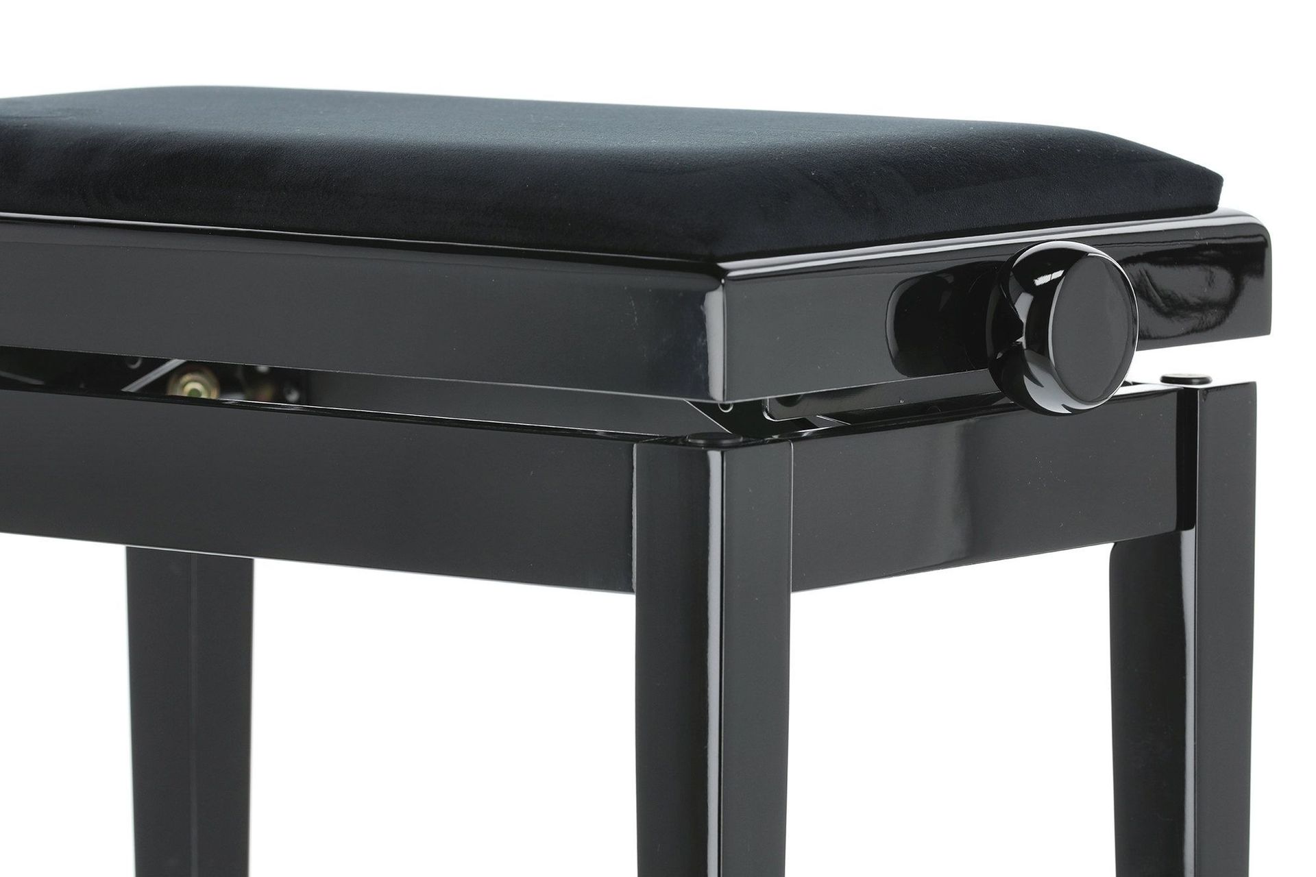 Markstein Klavierbank DELUXE  schwarz poliert, Sitzbezug schwarz, verstellbar _00040491_