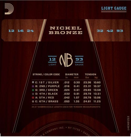 D'Addario NB1253 Nickel Bronze  Akustik Saiten, 6 Strings 012-053