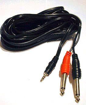 Insertkabel 3,5mm Stereo Klinke2x 6,3mm Mono Klinke, 5 Meter, schwarz