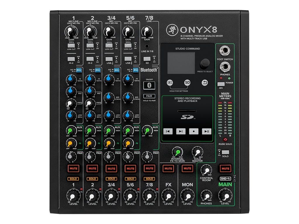 Mackie Onyx 8 Mischpult 8-Kanal Mixer mit Mehrspuraufnahme über USB