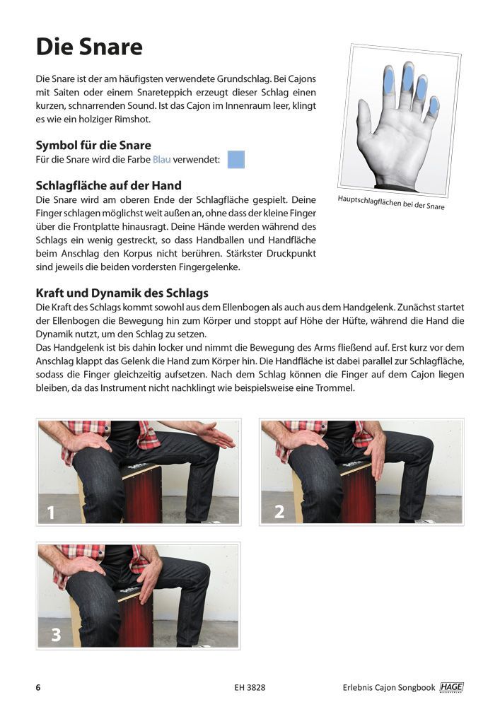 Noten Erlebnis Cajon Songbook (mit MP3-CD) Ed Hage-3828 Uwe Pfauch