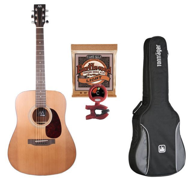 Mark-Westerngitarren SET Advanced II, Paket: Gitarre, Tasche, Tuner & Saiten