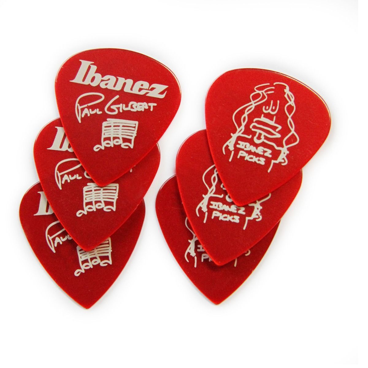 Ibanez Paul Gilbert Guitar-Pick Red 6er Pack PVC Plektren Heavy 1mm 