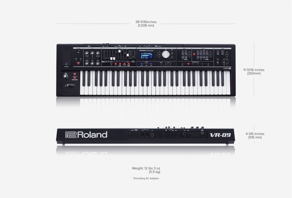 Roland VR-09B V-Combo Keyboard mit Zugriegel-Orgelsektion, Piano - u.a. Klängen