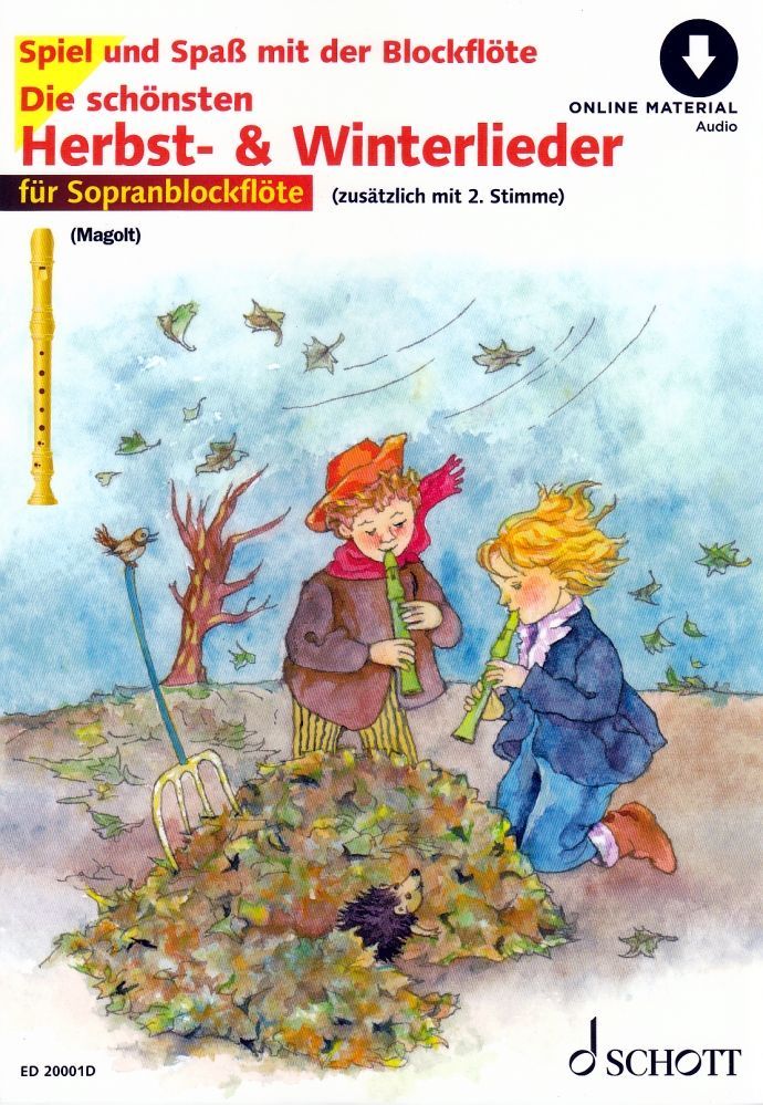 Noten Die schönsten Herbst- & Winterlieder für 1- 2 Sopranblockflöten ED 20001D