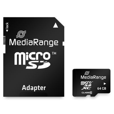 MediaRange microSDXC Speicherkarte 64 GB Micro SD Card  inkl. SD-Adapter