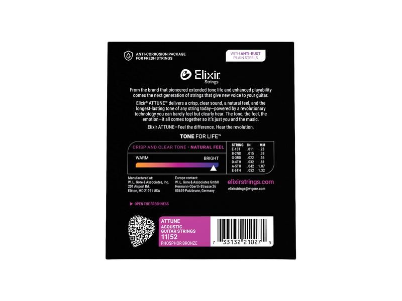 Elixir Akustik-Saiten ATTUNE Phosphor Bronze  6-String .011-.052